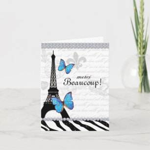 För Eiffel för Paris tackkort sebra för fjäril