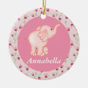 För elefantbaby för personlig rosa prydnad för julgransprydnad keramik