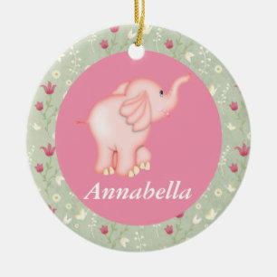 För elefantbaby för personlig rosa prydnad för julgransprydnad keramik