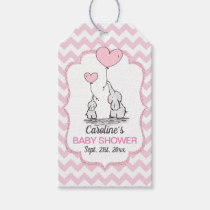 För elefantbaby shower för sparre rosa tack presentetikett
