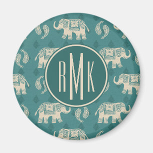 För elefantkricka för Monogram   mönster för Magnet