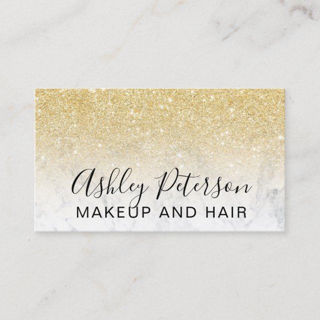 För elegant chic guld- glitter typografimarmor för visitkort (Framsida)