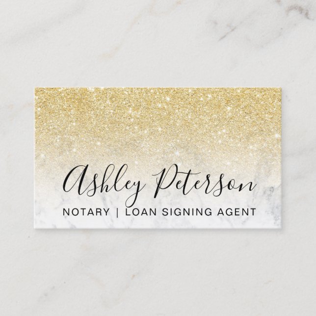 För elegant chic guld- glitter typografimarmor för visitkort (Framsida)
