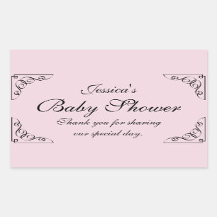 För elegant för baby showerparty swirly rektangulärt klistermärke