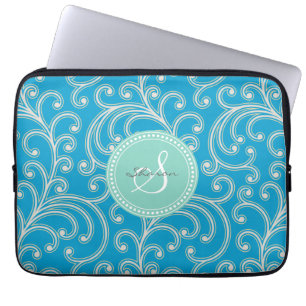 För elegant för blåttblommönster flickaktigt laptop sleeve