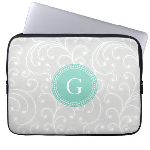För elegant för silverblommönster flickaktigt laptop sleeve