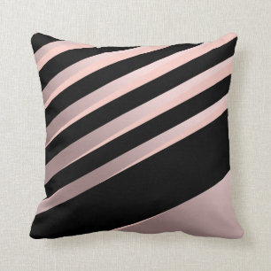 För elegant guld, svart & rosor för abstrakt kudde