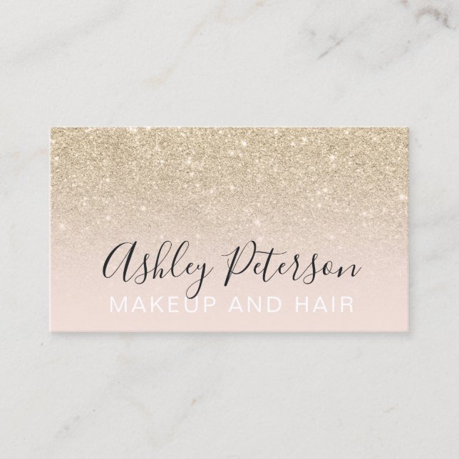 För elegant ljust guld- glitter typografirodnad visitkort (Framsida)