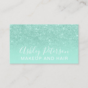 För elegant pastellfärgat glitter typografiaqua visitkort