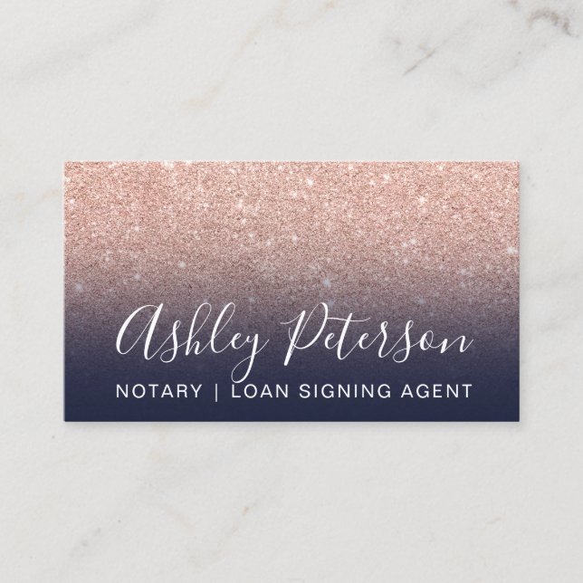 För elegant rosa guld- glitter typografimarin för visitkort (Framsida)