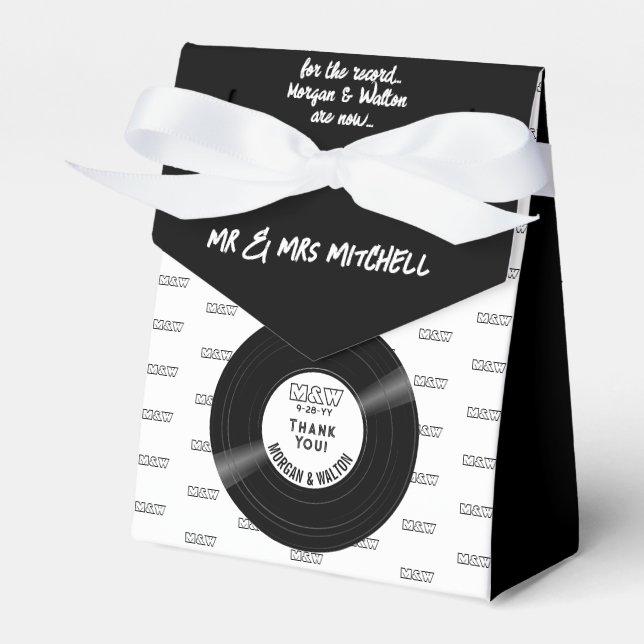 För Eleganten Record Vinyl Record Black & White Presentaskar (Framsidan Sidan)