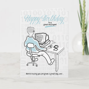 för Employee Funny Birthday Computer Guy Kort