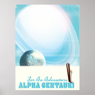 För en Äventyr Retro Ski Sci-fi-poster Poster