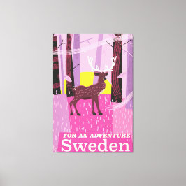 För en äventyrsresa Sverige retro reseaffisch Canvastryck