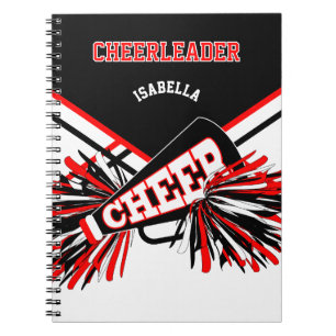 För en Cheerhead - Black, White & Red Anteckningsbok Med Spiral