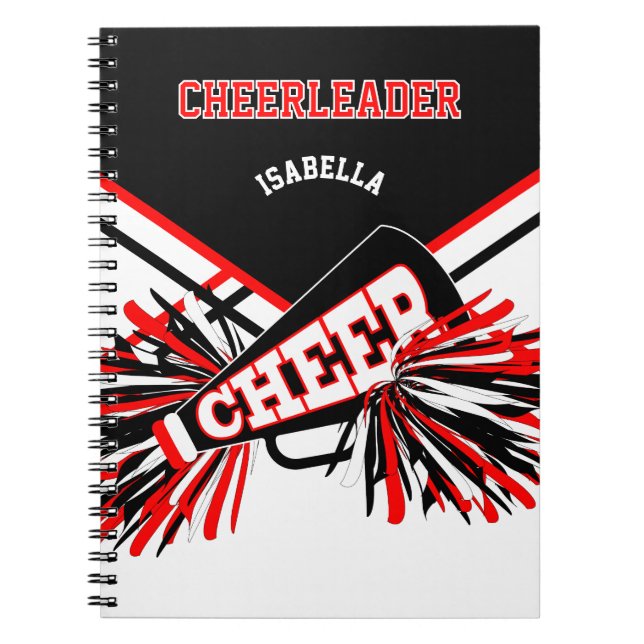 För en Cheerhead - Black, White & Red Anteckningsbok Med Spiral (Framsidan)