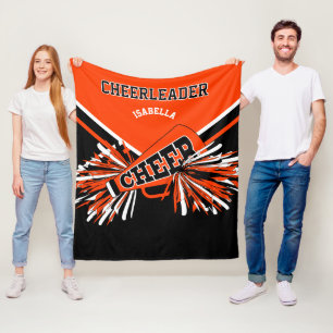 För en 📣 Cheerhead - Orange, Black & White Fleecefilt