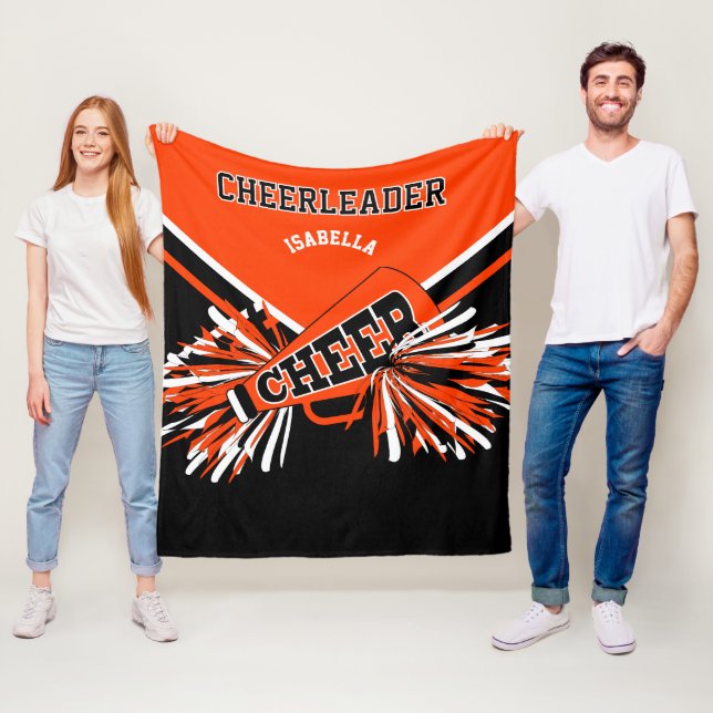 För en 📣 Cheerhead - Orange, Black & White Fleecefilt (På plats)
