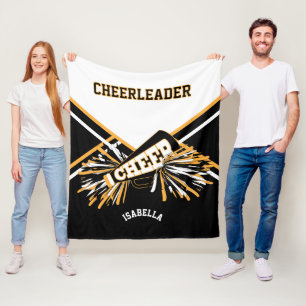 För en 📣 Cheerhead - White, Guld & Black Fleecefilt
