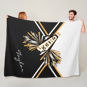 För en 📣 Cheerhead - White, Guld & Black Fleecefilt