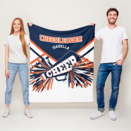 För en Cheerlead 📣 - Navy Blue, Orange & White Fleecefilt