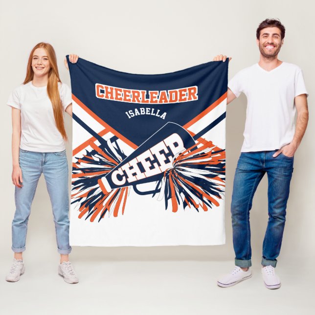 För en Cheerlead 📣 - Navy Blue, Orange & White Fleecefilt (På plats)