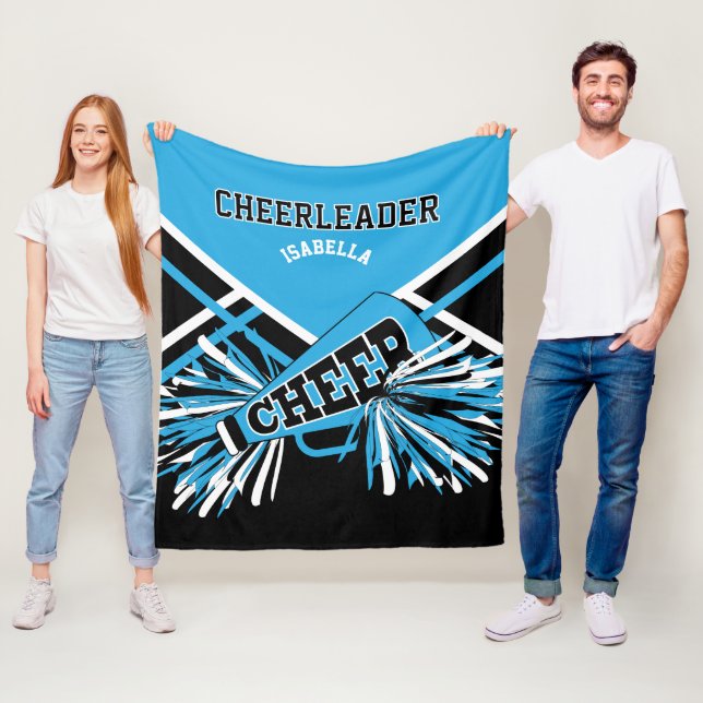 För en Cheerleader 📣 - Baby Blue, Svart & Vit Fleecefilt (På plats)
