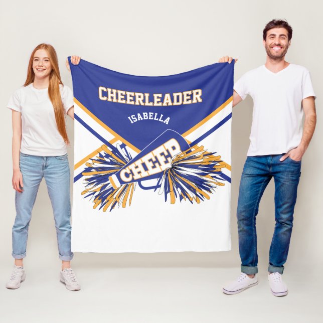 För en Cheerleader 📣 - Blå, Guld & Vit 2 Fleecefilt (På plats)