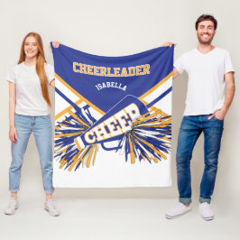 För en Cheerleader 📣 - Blå, Guld & Vit Fleecefilt