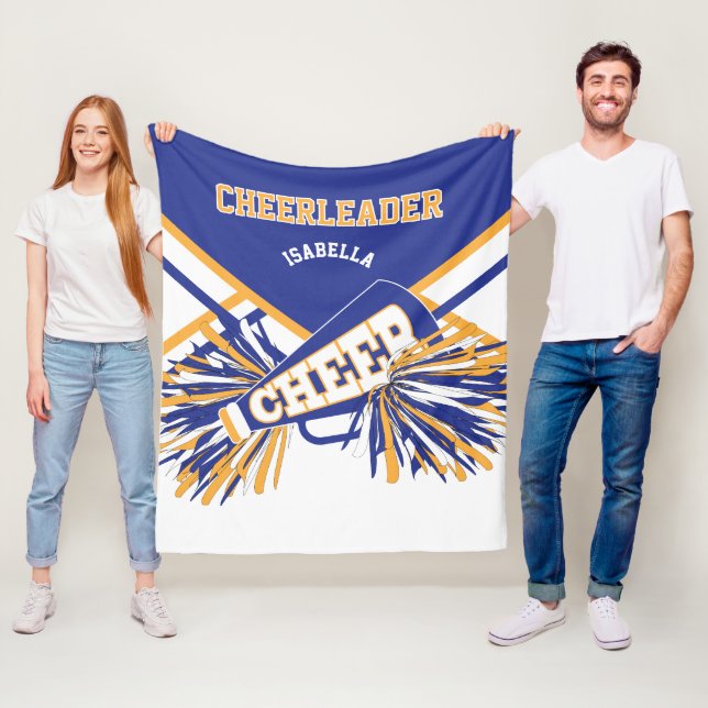 För en Cheerleader 📣 - Blå, Guld & Vit Fleecefilt (På plats)