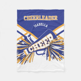 För en Cheerleader 📣 - Blå, Guld & Vit Fleecefilt