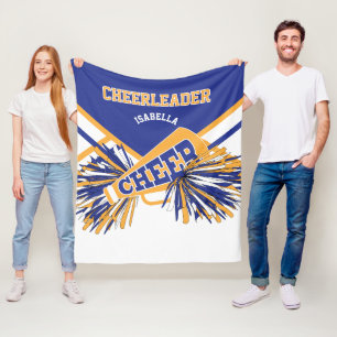 För en Cheerleader 📣 - Guld, Vit & Blå Fleecefilt
