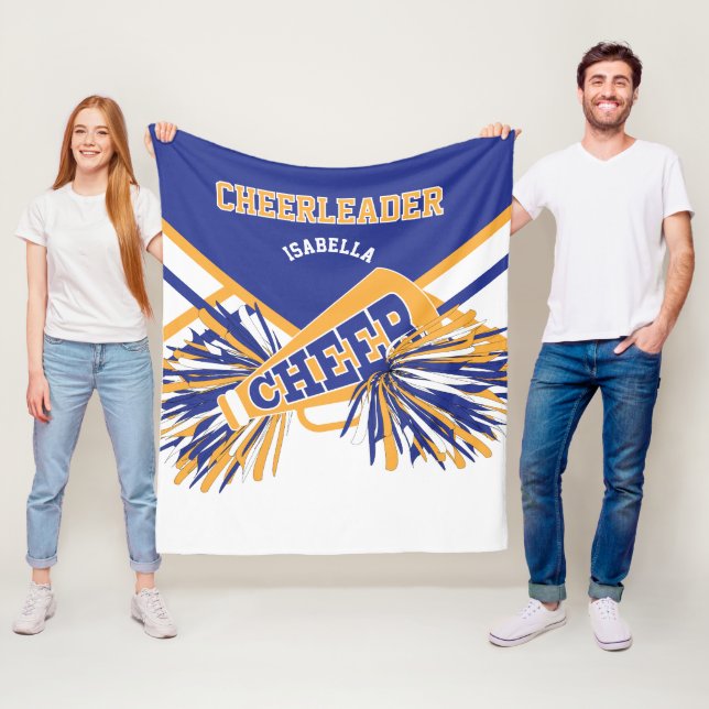För en Cheerleader 📣 - Guld, Vit & Blå Fleecefilt (På plats)