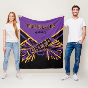 För en Cheerleader 📣 - Lila, Guld & Svart Fleecefilt