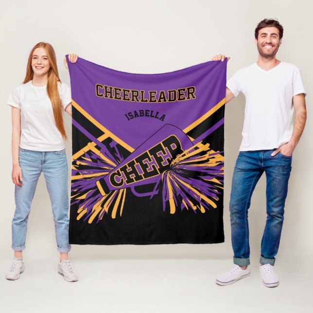 För en Cheerleader 📣 - Lila, Guld & Svart Fleecefilt (På plats)