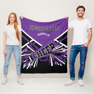 För en 📣 CheerLeader - Lila, Vit och svart Fleecefilt