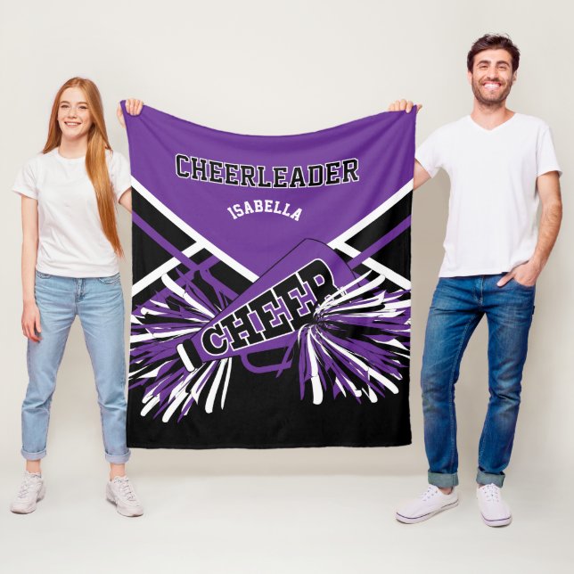 För en 📣 CheerLeader - Lila, Vit och svart Fleecefilt (På plats)