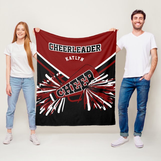 För en 📣 CheerLeader - Maroon, Black & White Fleecefilt (På plats)