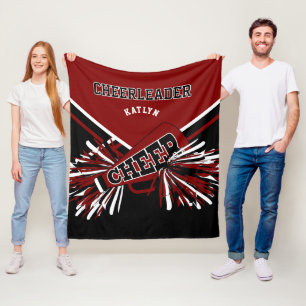 För en 📣 Cheerleader - Maroon, Svart & Vit Fleecefilt