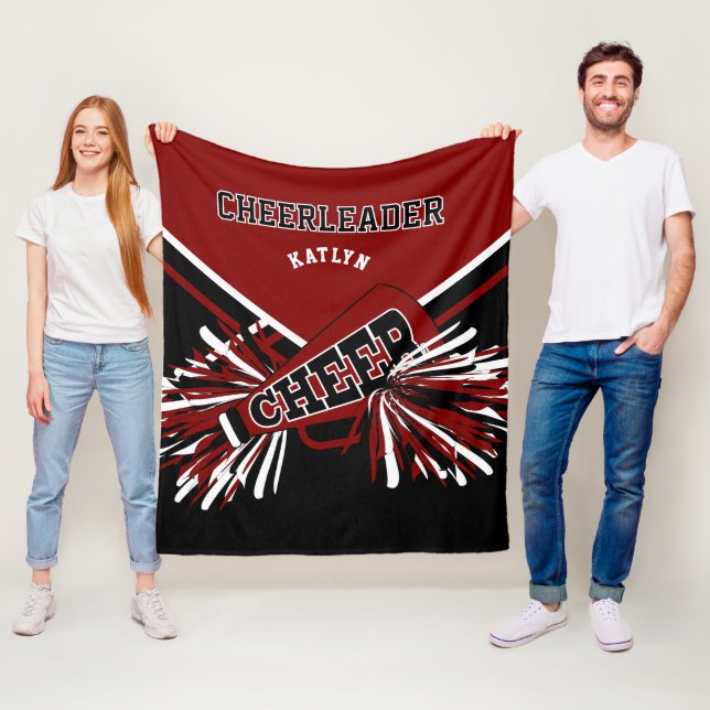 För en 📣 Cheerleader - Maroon, Svart & Vit Fleecefilt (På plats)
