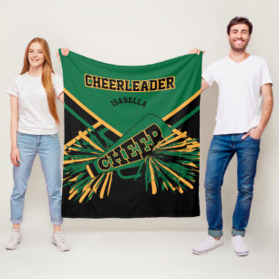 För en CheerLeader 📣 - Mörk grönt, Guld & Black Fleecefilt