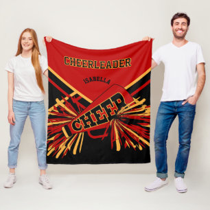 För en CheerLeader 📣 - Mörk Red, Guld & Black Fleecefilt