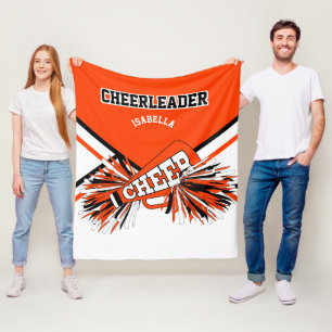 För en Cheerleader - Orange, svartvitt Fleecefilt
