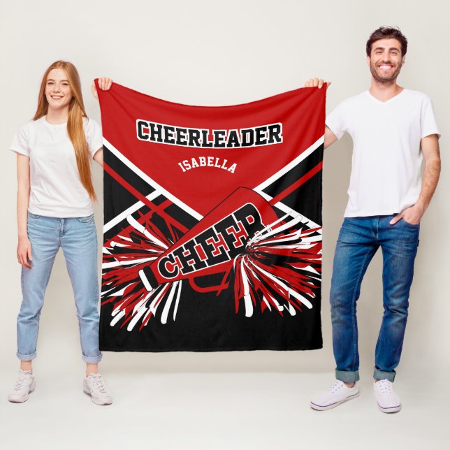 För en CheerLeader 📣 - Red, Black & White Fleecefilt (På plats)