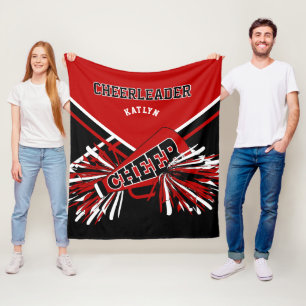 För en 📣 Cheerleader - Röd, Svart & Vit - Anpassa Fleecefilt