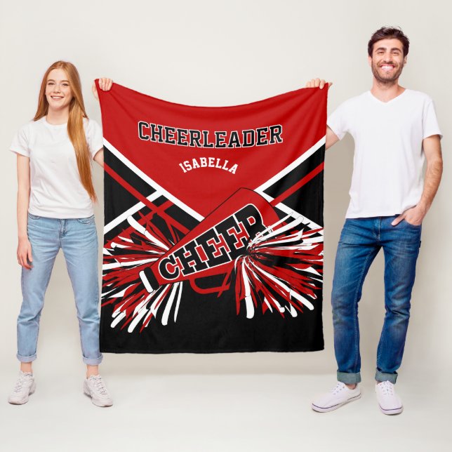 För en Cheerleader 📣 - Röd, Svart & Vit Fleecefilt (På plats)