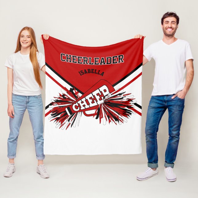 För en 📣 Cheerleader - Röd, Vit & Svart - Med. Fleecefilt (På plats)