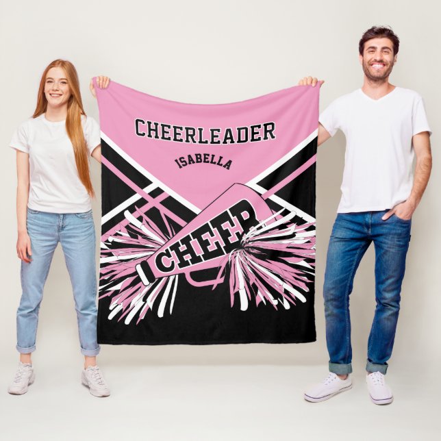 För en Cheerleader 📣- Rosa, Vit & Svart Fleecefilt (På plats)