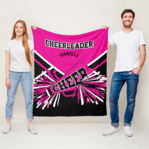 För en CheerLeader 📣 - Shock rosa, Vit och sva Fleecefilt