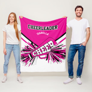 För en CheerLeader 📣 - Shock rosa, Vit och Svart Fleecefilt